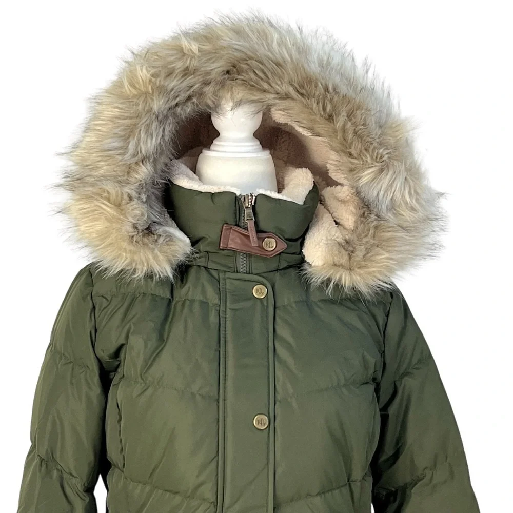 Lauren RALPH LAUREN FAUX FUR LINED HOODED DOWN PUFFER COAT STYLE # 24658 NWT - Picture 2 of 16
